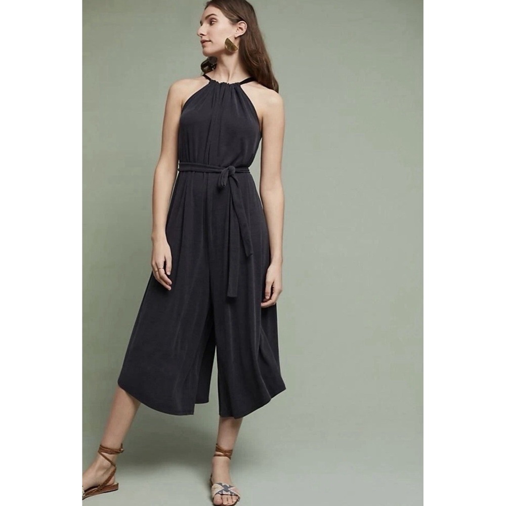 Anthropologie HD In Paris Jacenta Robbed Wide Leg Jumpsuit Small Gray Lagenlook